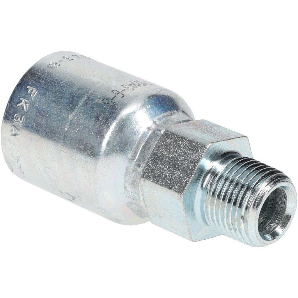 Parker 10143-6-8 Hydraulic Hose Male Rigid Fitting: 1/2" Hose ID, 8 Hose Size, 3/8-18, 10000 psi
