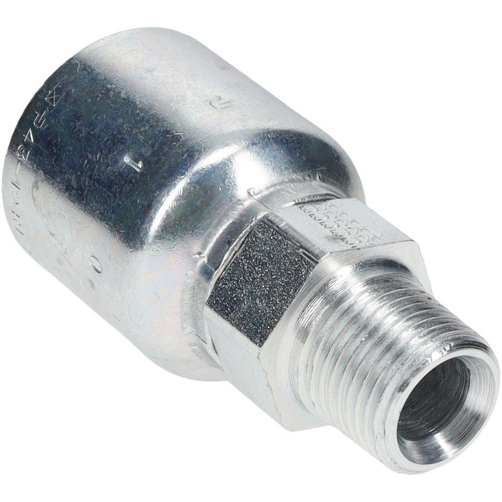 Parker 10143-8-12 Hydraulic Hose Male Rigid Fitting: 3/4" Hose ID, 12 Hose Size, 1/2-14, 7500 psi