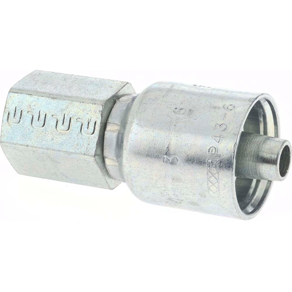Parker 10243-6-6 Hydraulic Hose Female Rigid Fitting: 3/8" Hose ID, 6 Hose Size, 3/8-18