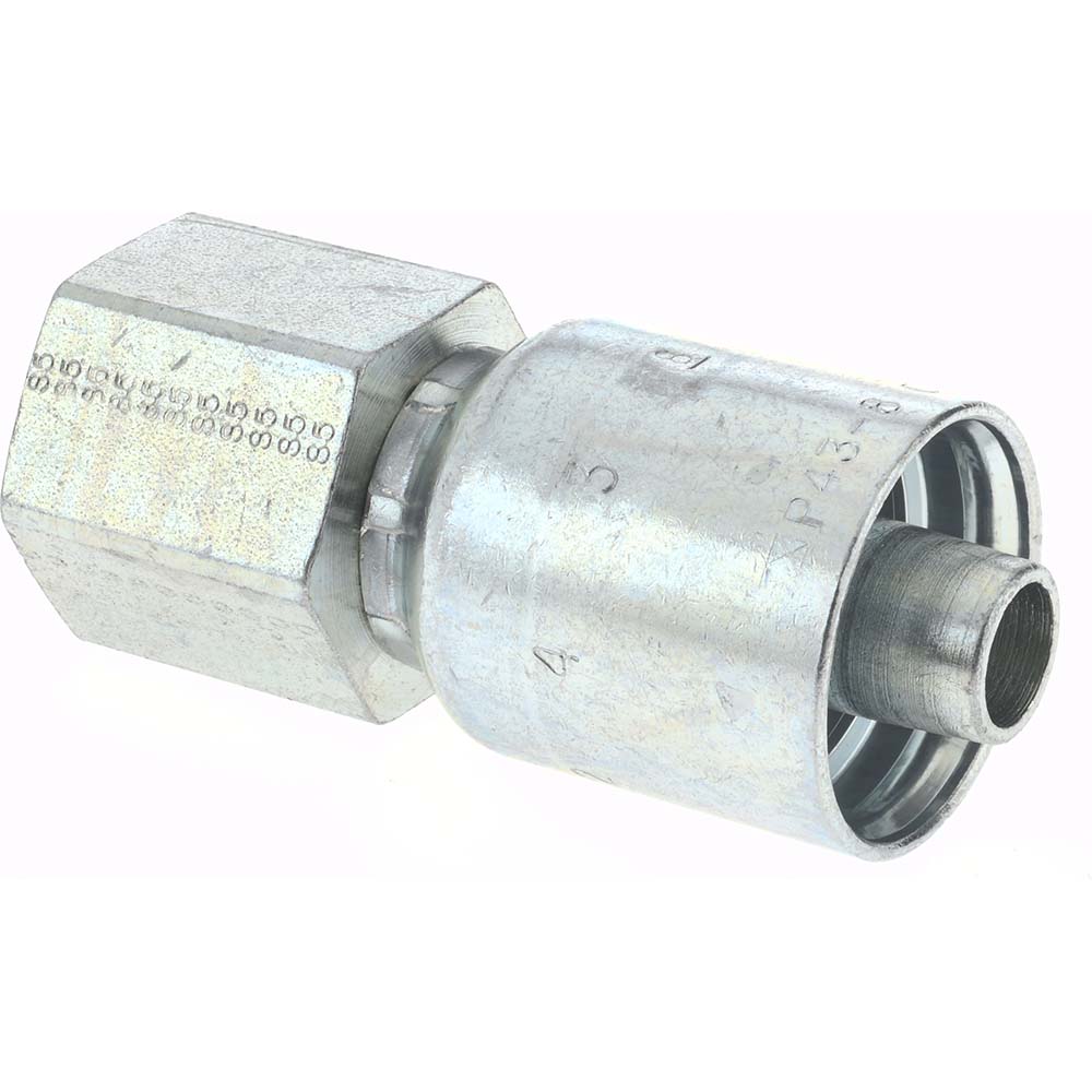 Parker 10243-8-8 Hydraulic Hose Female Rigid Fitting: 1/2" Hose ID, 8 Hose Size, 1/2-14