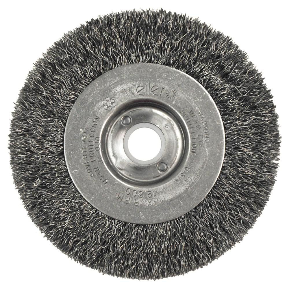 Weiler 135 Wheel Brush: 4" Wheel Dia, 1/2" Face Width, 0.0118" Wire Dia, Crimped