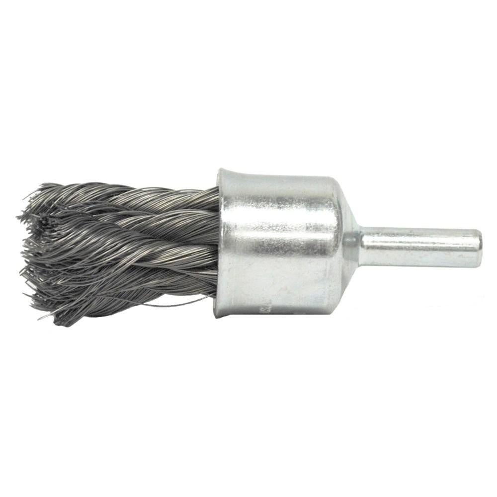 Weiler 10208 End Brushes: 1/2" Dia, Steel, Knotted Wire