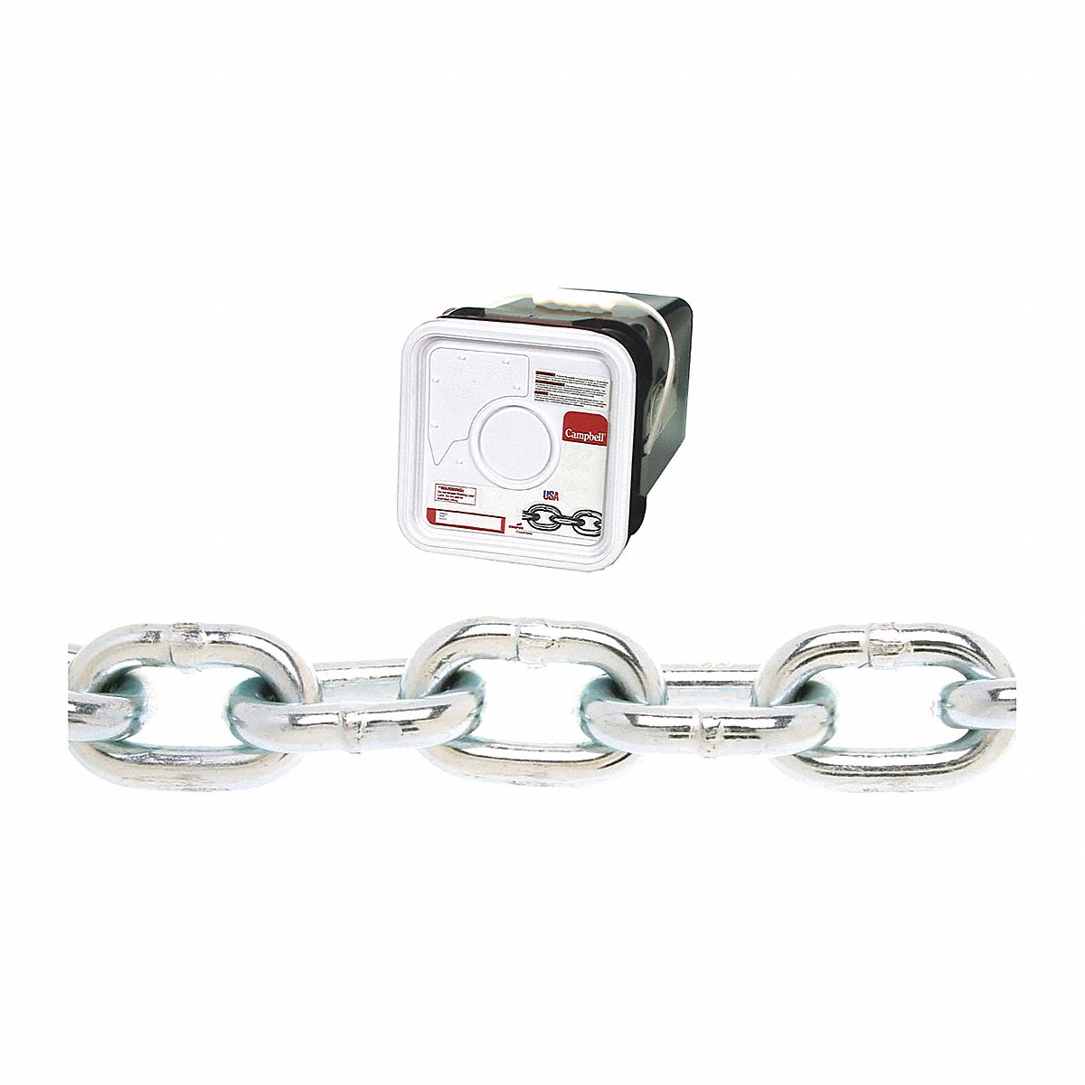 Campbell Straight Chain, Crbn Steel, 75'L, 1, 900 Lb, 75' (T0143536)