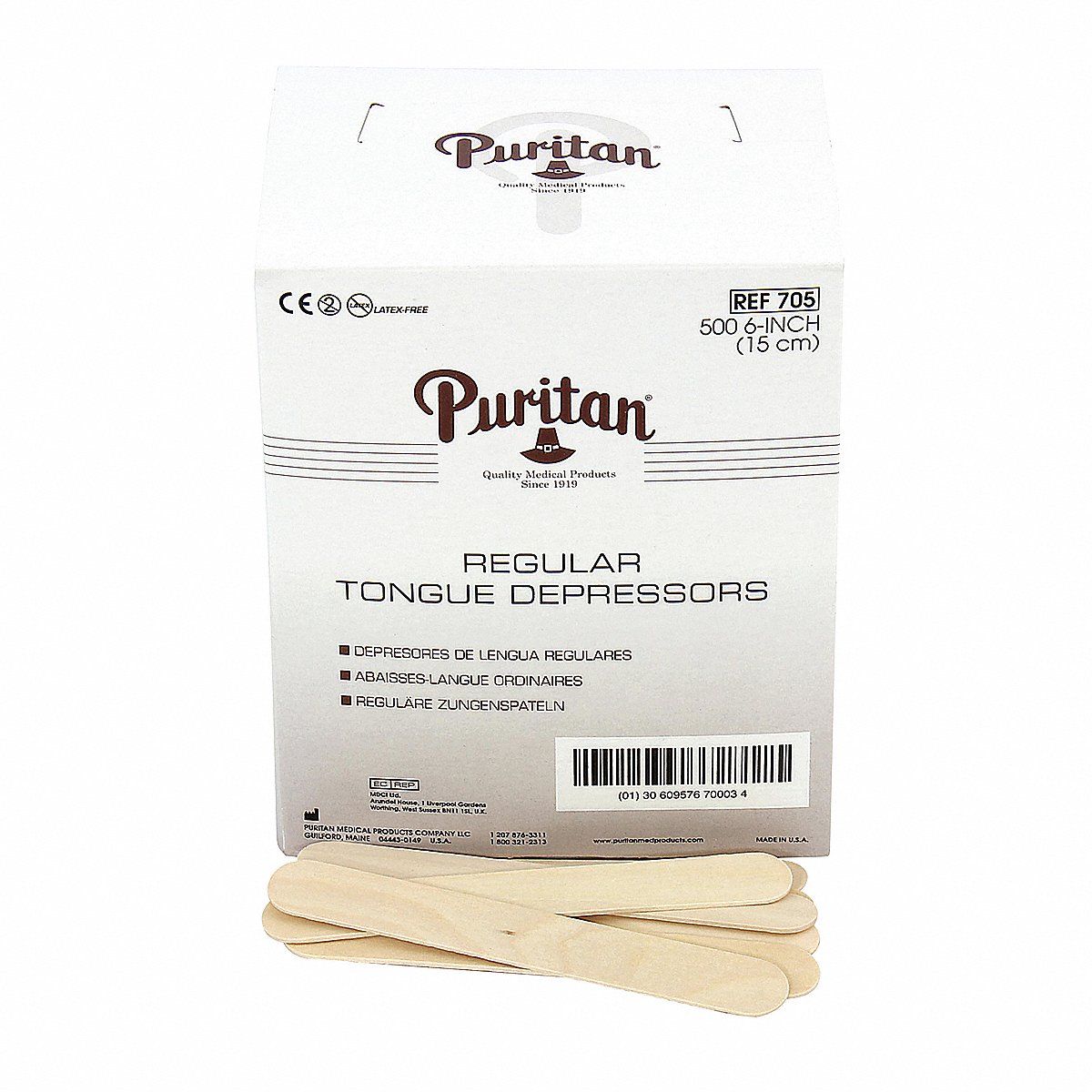 First Aid Only Tongue Depressors, Non-Sterile, Wood, Pk500 (25-950)