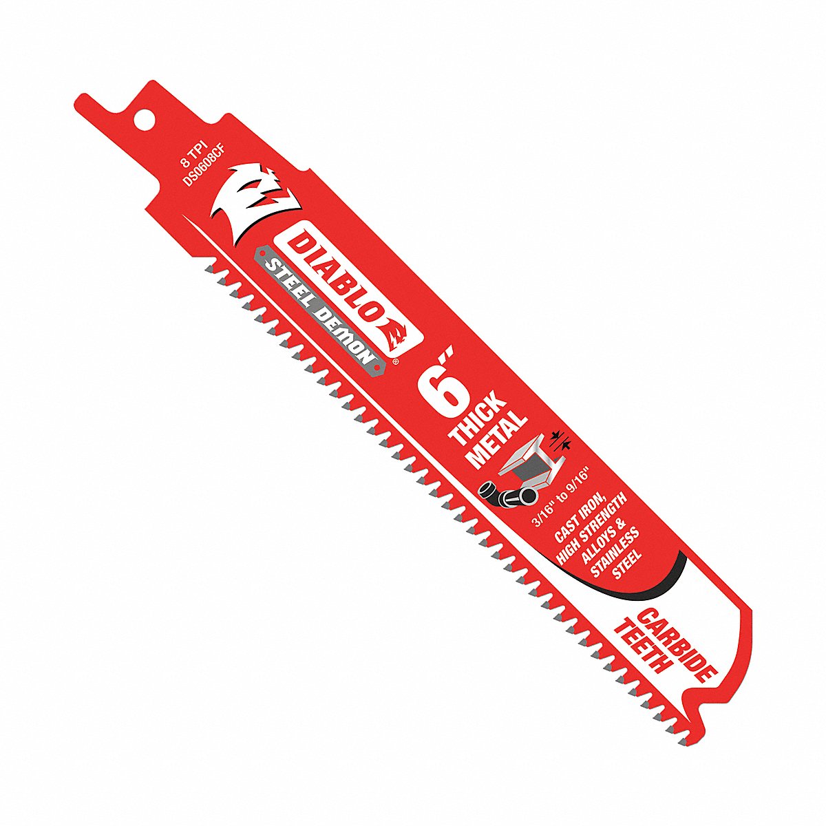 Diablo Reciprocating Saw Blade, 8" L, 6 TPI, Straight (DS0608CF)