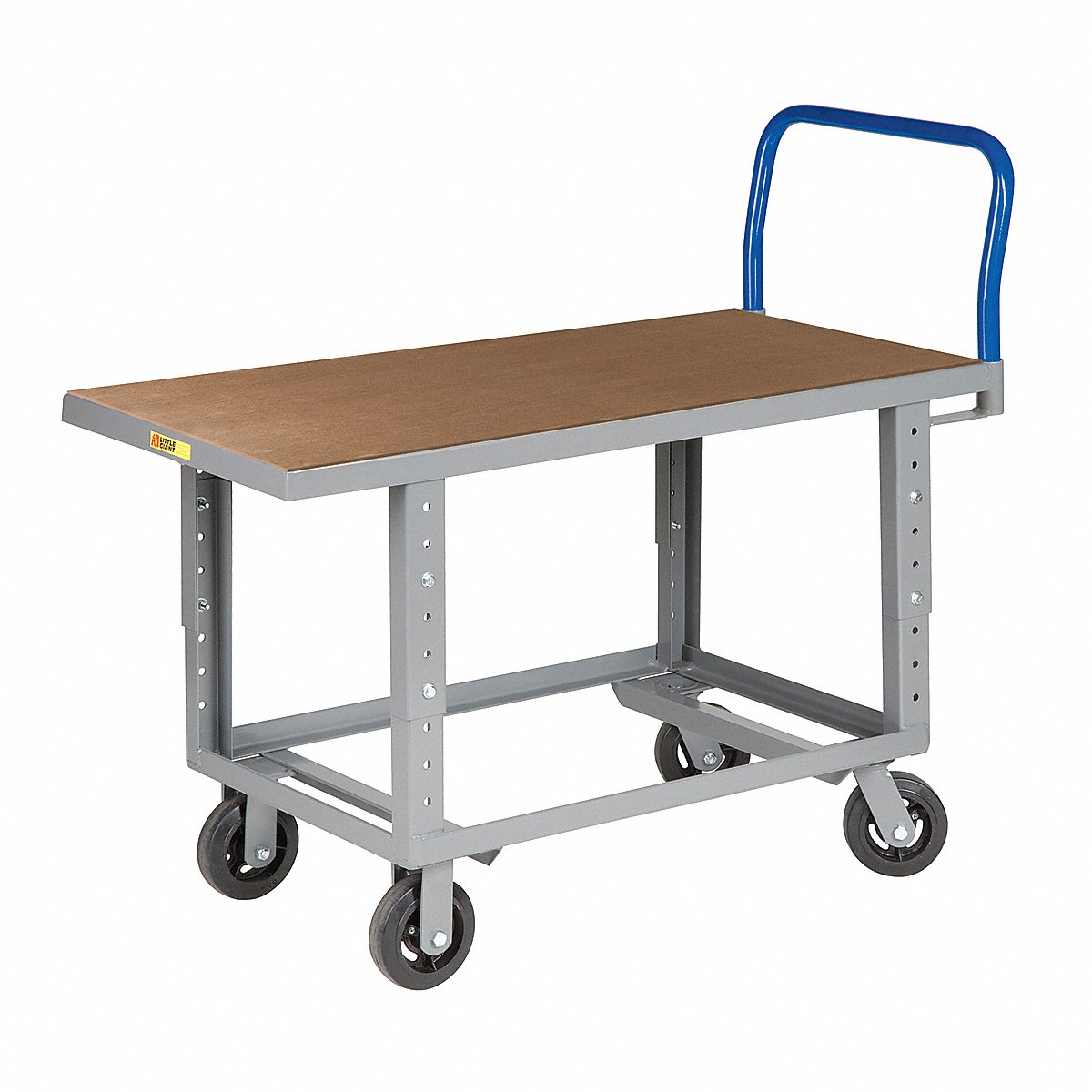 Little Giant Adjustable Work Height Platform Truck, 2,000 lb, 60" x 30" Wood Deck, 24"–34" Height (RNH-3060-6MR-AH)