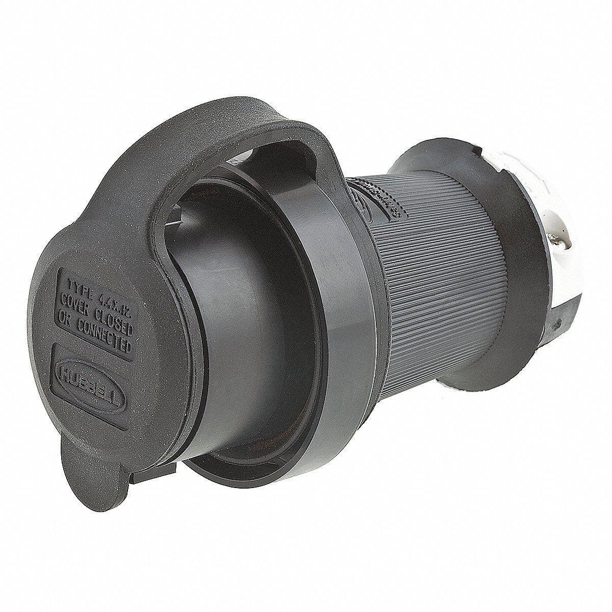 Hubbell Watertight Locking Plug, Straight, 20 A, Black/White, PBT Thermoplastic, 5-Blade (HBL2511SW)