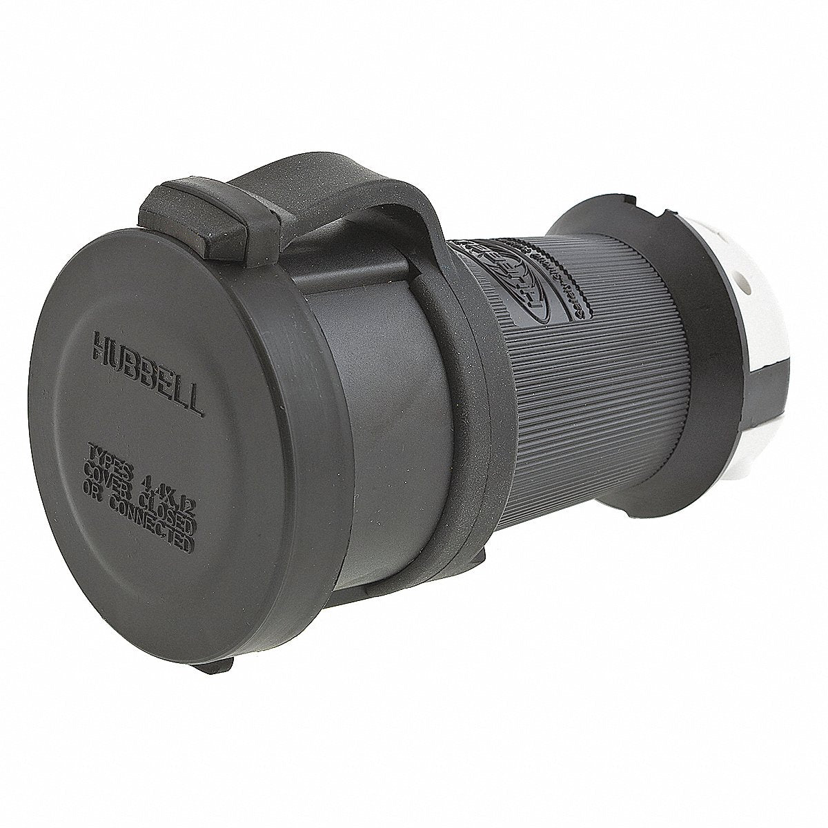 Hubbell Watertight Locking Connector, Straight, 20 A, Black/White, Valox, NEMA L21-20R (HBL2513SW)