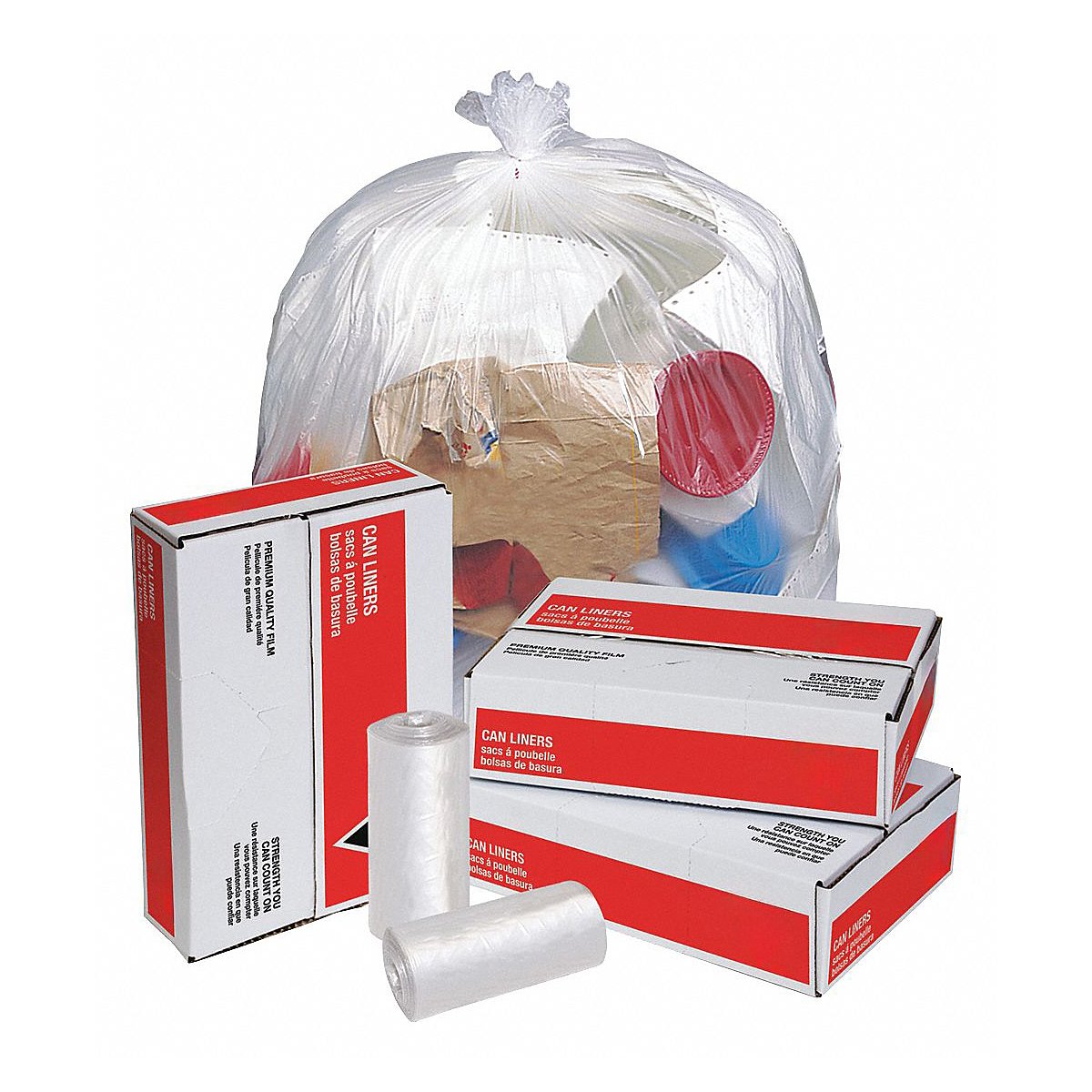 Grainger Trash Bags, 55 Gal., Clear, Pk200 (4YPC4)