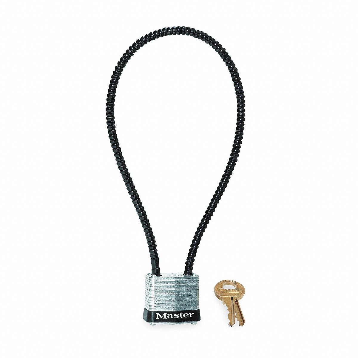 Master Lock Keyed Padlock, Rectangle, Black, Silver (107KADSPT)