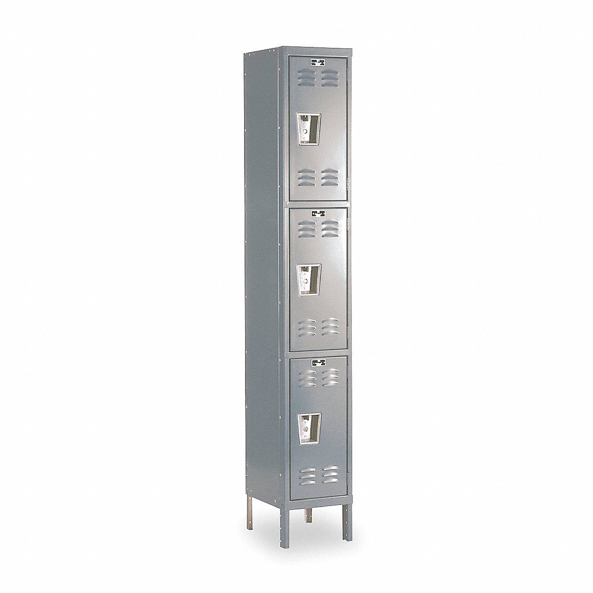 Hallowell G7215 Steel Locker, 3 Tier x 1 Wide, Dark Gray, 78" x 12" x 15", Assembled (U1258-3A-HG)