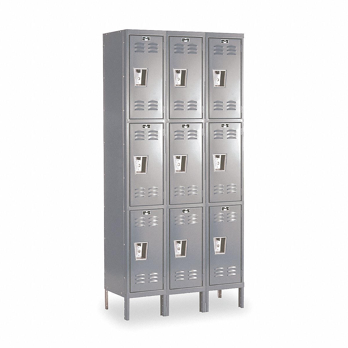 Hallowell G7220 Steel Locker, 3 Tier x 3 Wide, Dark Gray, 78" x 36" x 15", Unassembled (U3258-3HG)