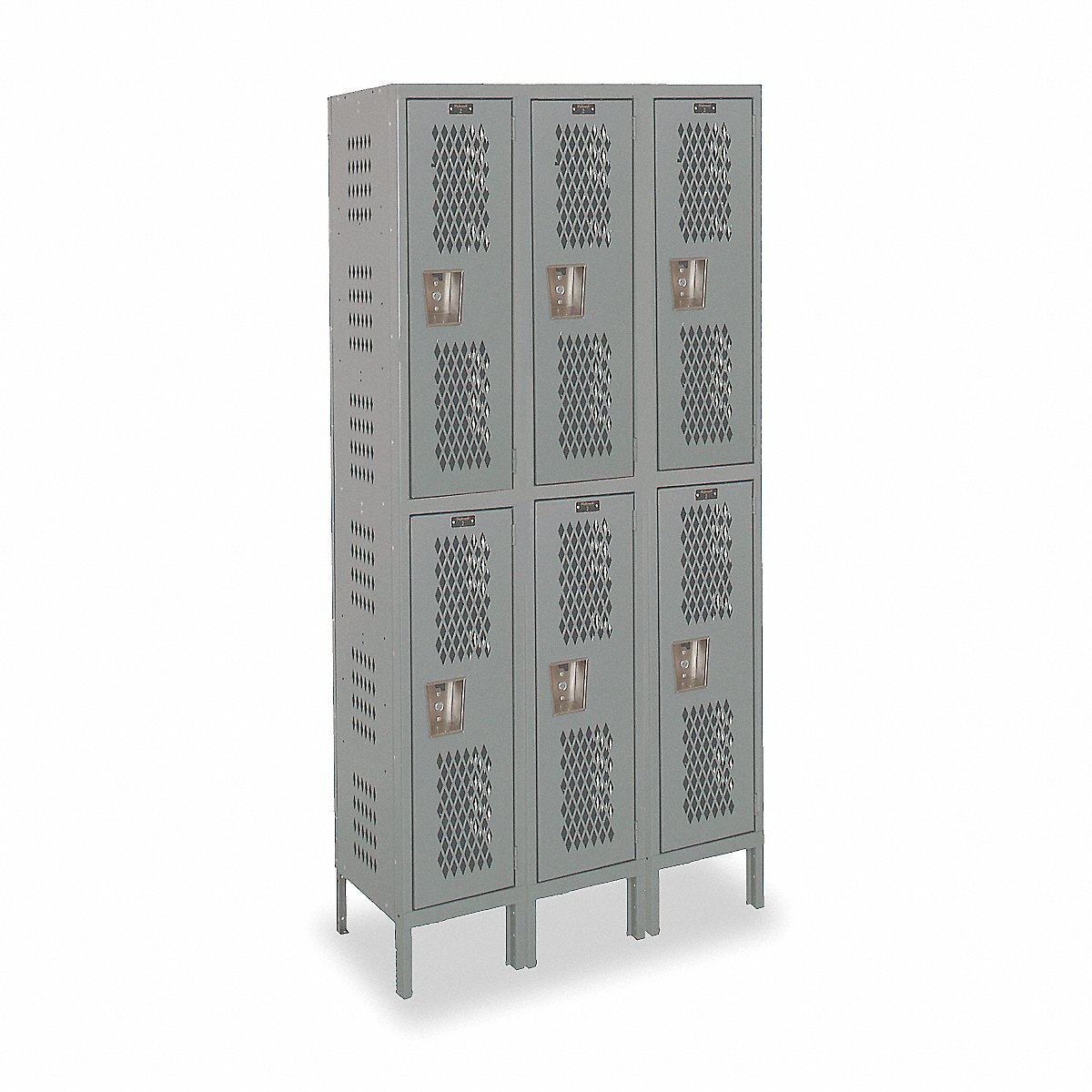 Hallowell Steel Locker, 2 Tier x 3 Wide, Dark Gray, 78" x 54" x 18", Assembled (U3888-2HV-A-HG)
