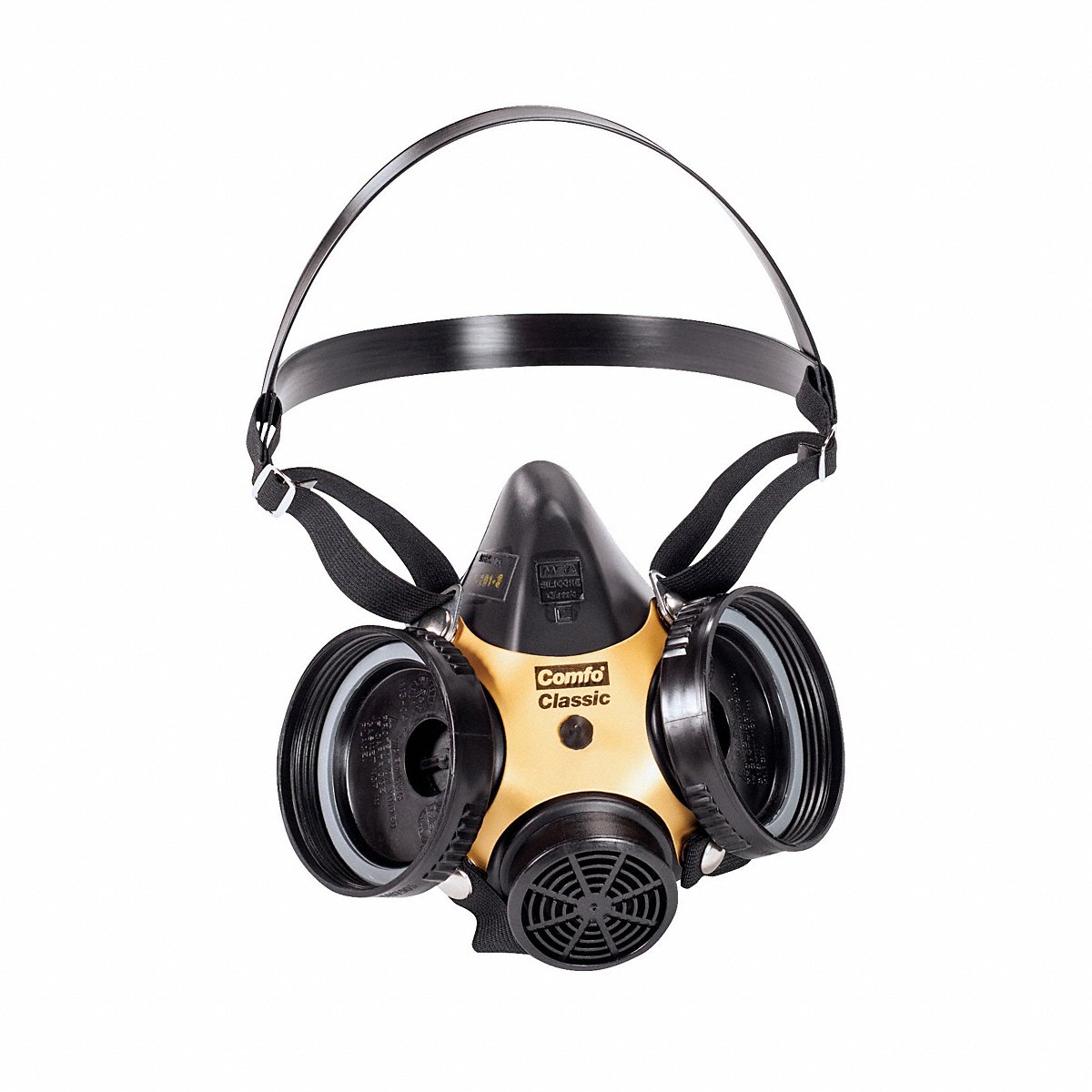 Msa Half Mask Respirator, Hycar Rubber, Black (808076)