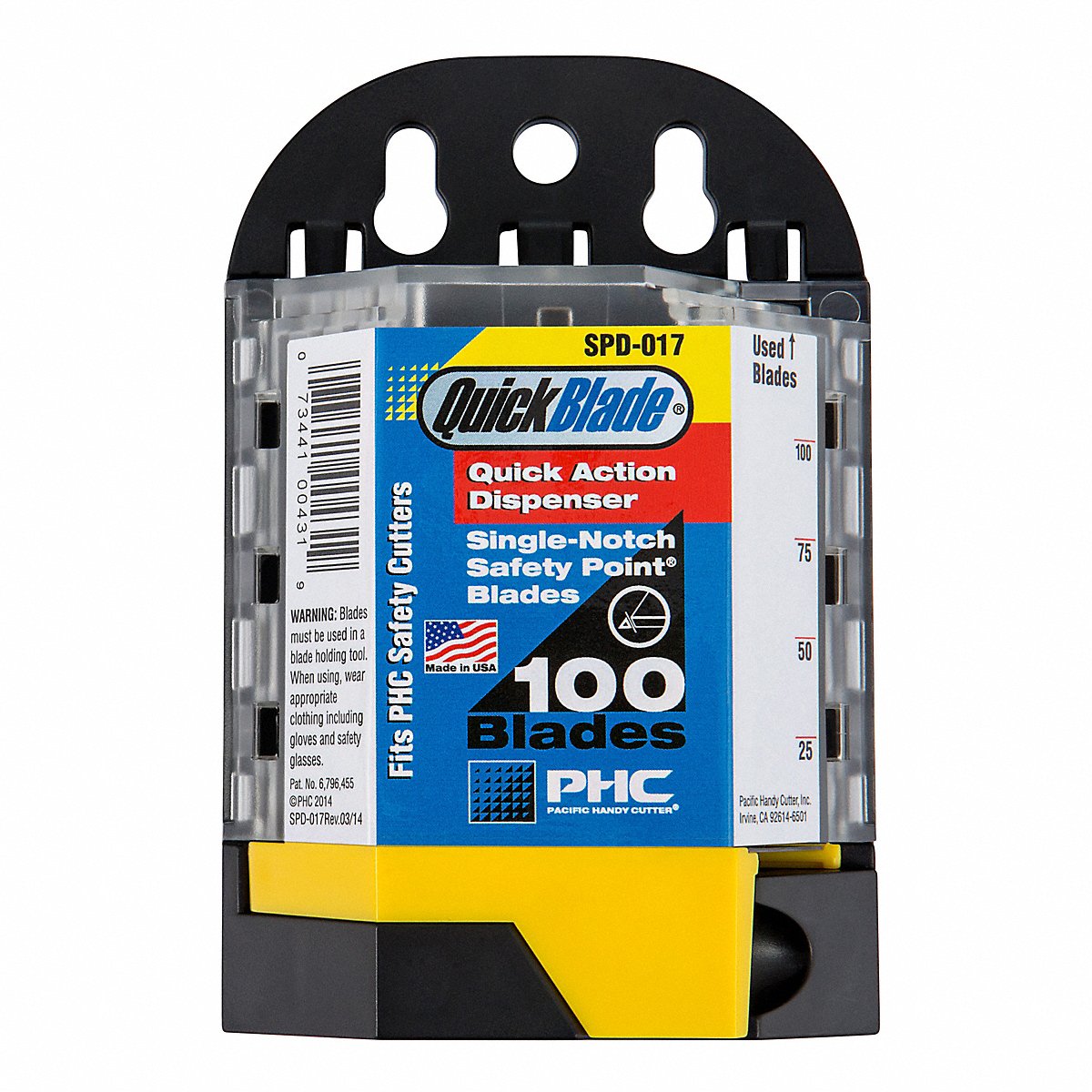 Pacific Handy Cutter, Inc Safety Blades W/Dispenser, Pk100 (SPD-017)