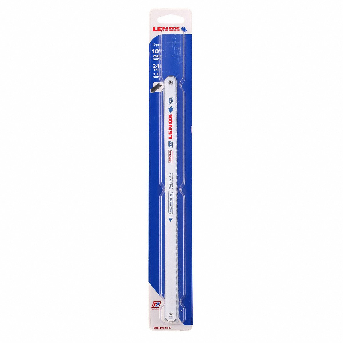 Lenox Hacksaw Blade, 10In, 24Tpi, Bi-Metal, Pk10, 10In (20141-V024HE)