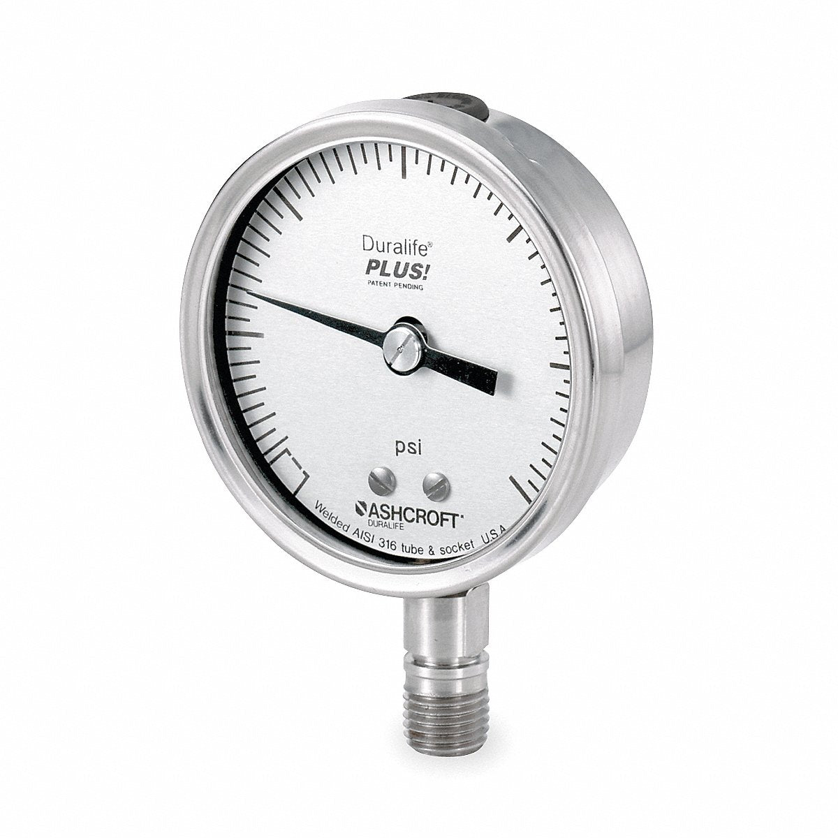 Ashcroft Pressure Gauge, 0 To 160 Psi, 3-1/2In, 2In (351009SW02LXLL160)