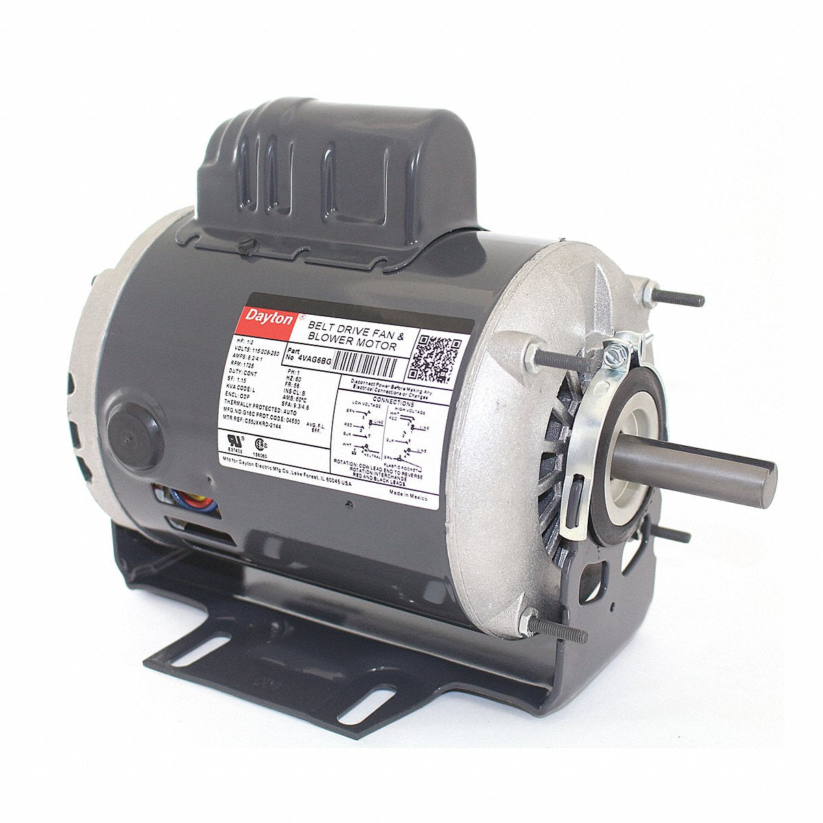 Dayton Motor, 1/2 Hp, 1725 Rpm, 56, 115/208-230V (4VAG6BG)