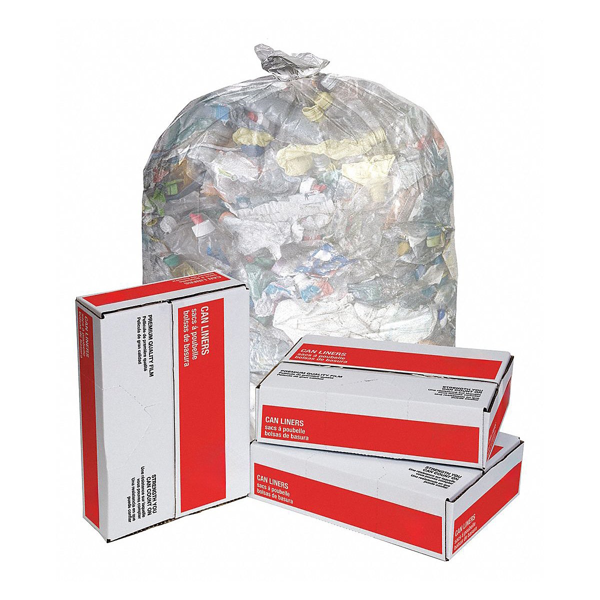 Grainger Trash Bags, 50 Gal., Clear, Pk50 (4YPC7)