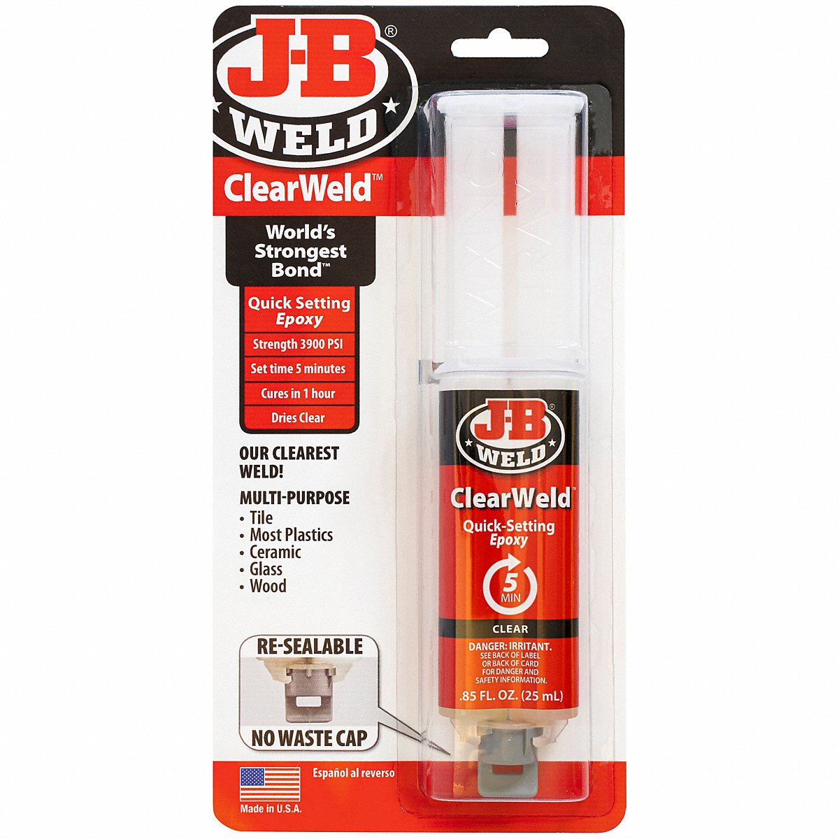 J-B Weld Epoxy Adhesive, Syringe, 1:1 Mix Ratio (50112)