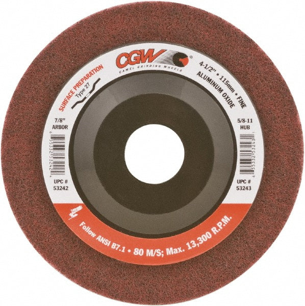 CGW Abrasives 53243 Deburring Disc: 4-1/2" Dia, Fine Grade, Aluminum Oxide (Pack of 10)