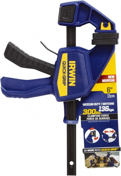 Irwin 1964717 Carbon Steel Bar Clamp: 6" Capacity, 3-3/16" Throat Depth, 300 lb Clamp Pressure