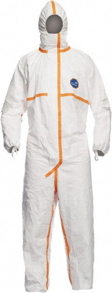 Dupont TJ198TWHMD0025PI Disposable Coveralls: Airborne Particulate & Liquid Protection, Size Medium, 1.7401 oz, Tyvek, Zipper & Stormflaps Closure