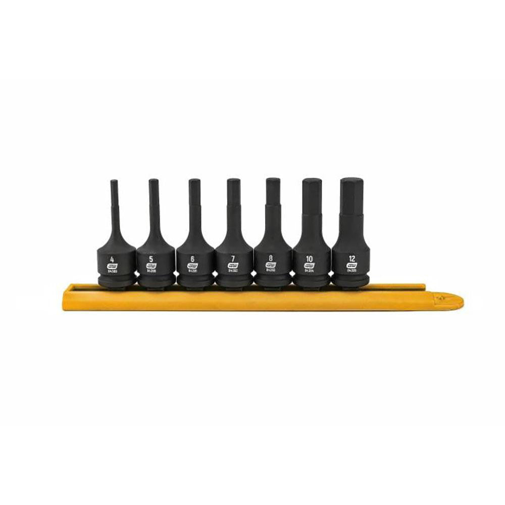 GEARWRENCH 84912 Hex Bit Socket Set: 3/8" Drive, 7 Pc, 4 to 12 mm Hex