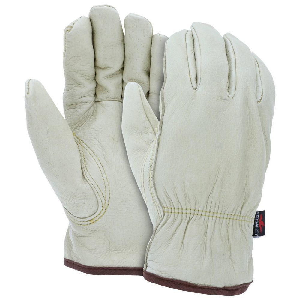 MCR Safety 3450M Work Gloves: Memphis 3450, Size Medium, Pigskin Leather Lined, Pigskin Leather, General Purpose