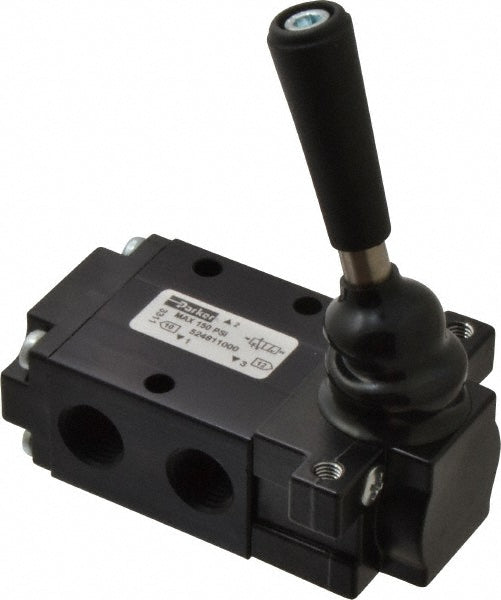 Parker 524811000 Mechanically Operated Valve: 3-Way & 2-Position, Lever-Spring Return Actuator, 1/4" Inlet, 1/4" Outlet, 2 Position