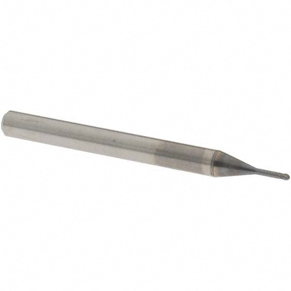 OSG 3111050 Ball End Mill: 1.00 mm Dia, 0.80 mm LOC, 2 Flute, Solid Carbide