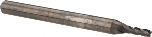OSG 36700111 Corner Radius End Mill: 1/16" Dia, 3/16" LOC, 0.0100" Corner Radius, 4 Flute, Solid Carbide