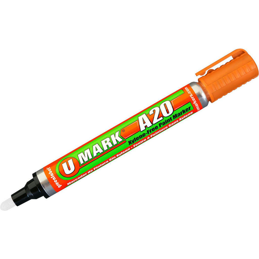 U-Mark 10707 Liquid Paint Marker: Orange, Alcohol Base, Fade Resistant, Water Resistant & Xylene-Free, Bullet & Chisel Tip