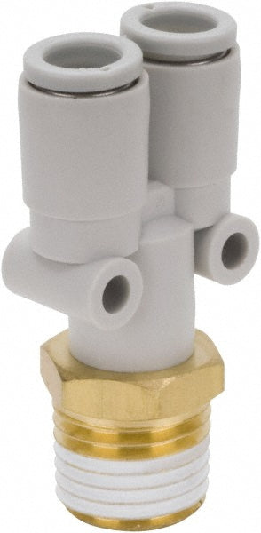 SMC PNEUMATICS KQ2U06-01AS Push-to-Connect Y Connector: BSPT, 6 mm Tube OD