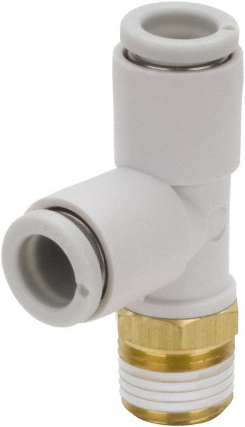 SMC PNEUMATICS KQ2Y08-03AS Push-to-Connect Run Tee: BSPT, 8 mm Tube OD