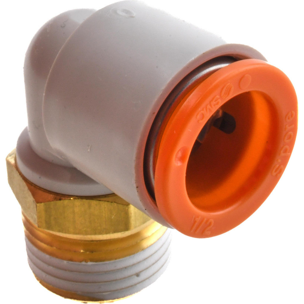SMC PNEUMATICS KQ2L13-36AS Push-to-Connect Elbow: NPT, 1/2" Tube OD