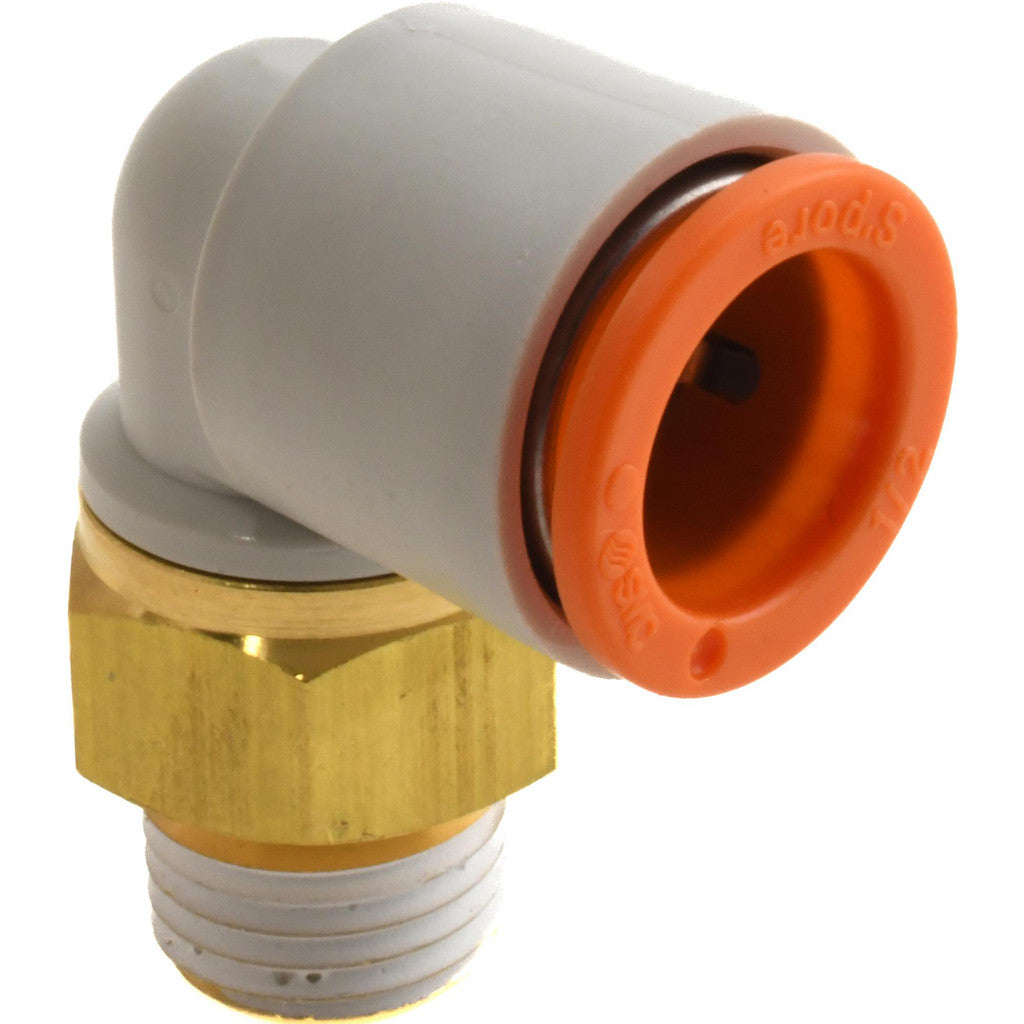SMC PNEUMATICS KQ2L13-35AS Push-to-Connect Elbow: NPT, 1/2" Tube OD