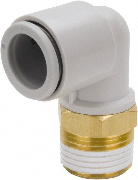 SMC PNEUMATICS KQ2L04-02AS Push-to-Connect Elbow: BSPT, 4 mm Tube OD