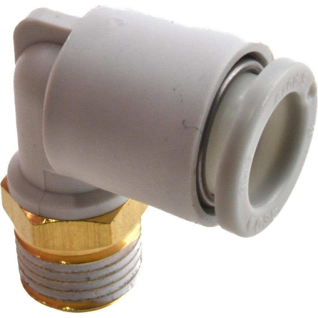 SMC PNEUMATICS KQ2L08-01AS Push-to-Connect Elbow: BSPT, 8 mm Tube OD