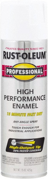 Rust-Oleum 7590838 Professional High Performance Enamel Spray Paint, White, Flat, 15 oz