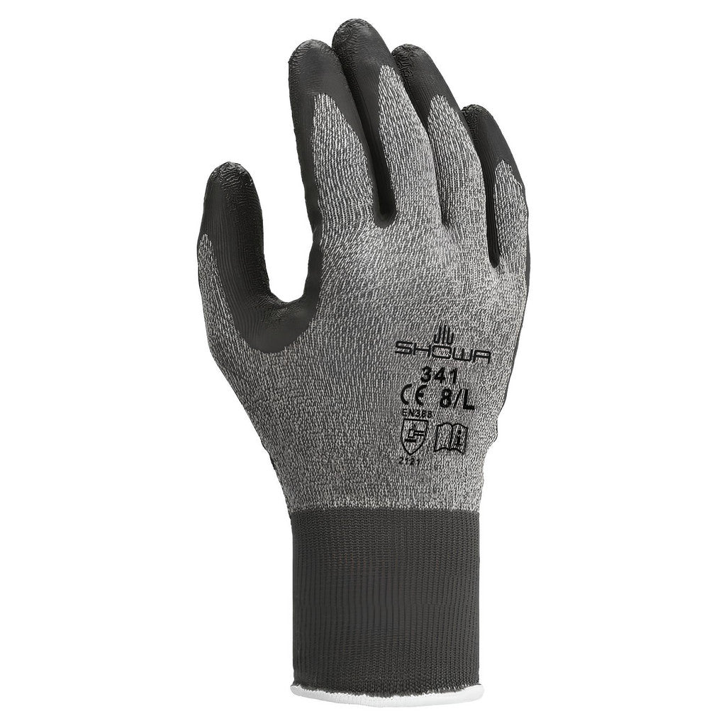 SHOWA 341M-07 General Purpose Work Gloves: Medium, Rubber Coated, Natural Rubber Latex