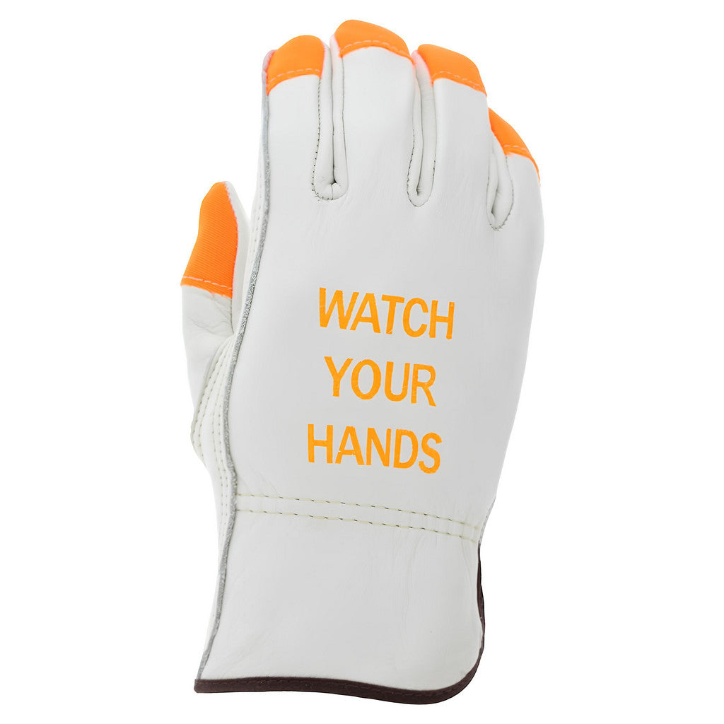 MCR Safety 3213HVIXS Work Gloves: Memphis 3213HVI, Size X-Small, Cowhide Leather Lined, Cowhide Leather, General Purpose