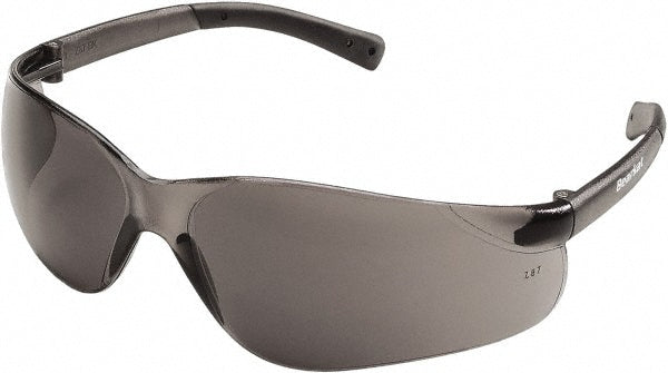 MCR Safety BK212 Safety Glasses: Scratch-Resistant, Polycarbonate, Gray Lenses, Frameless