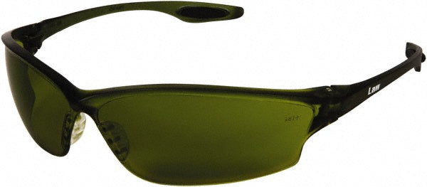MCR Safety LW2150 Safety Glasses: Scratch-Resistant, Polycarbonate, Green Lenses, Full-Framed