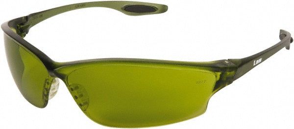MCR Safety LW2120 Safety Glasses: Scratch-Resistant, Polycarbonate, Green Lenses, Full-Framed