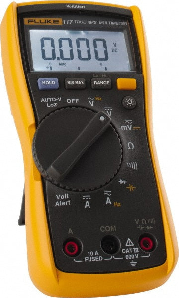 Fluke FLUKE-117 CAT III, Auto Ranging Digital Manual Ranging & True RMS Multimeter: 600 VAC/VDC