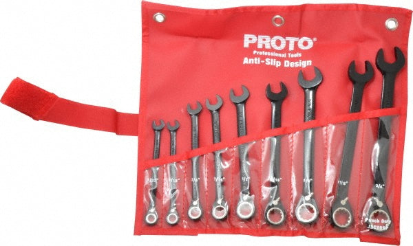 Proto JSCV-9S Combination Wrench Set: 9 Pc, 9/32 to 3/4" Wrench, Inch
