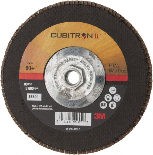 3M 7100055056 Flap Disc: 7" Dia, Premium Ceramic Alumina, Type 27