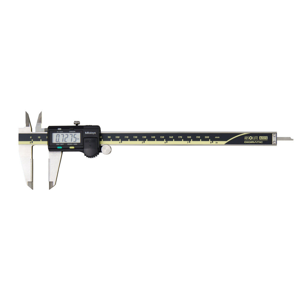 Mitutoyo 500-177-32 Electronic Caliper: 200.00 mm/8", ±0.0100 mm/±0.0005" Resolution, ±0.02 mm/±0.0010" Accuracy, Data Output, Steel Jaws