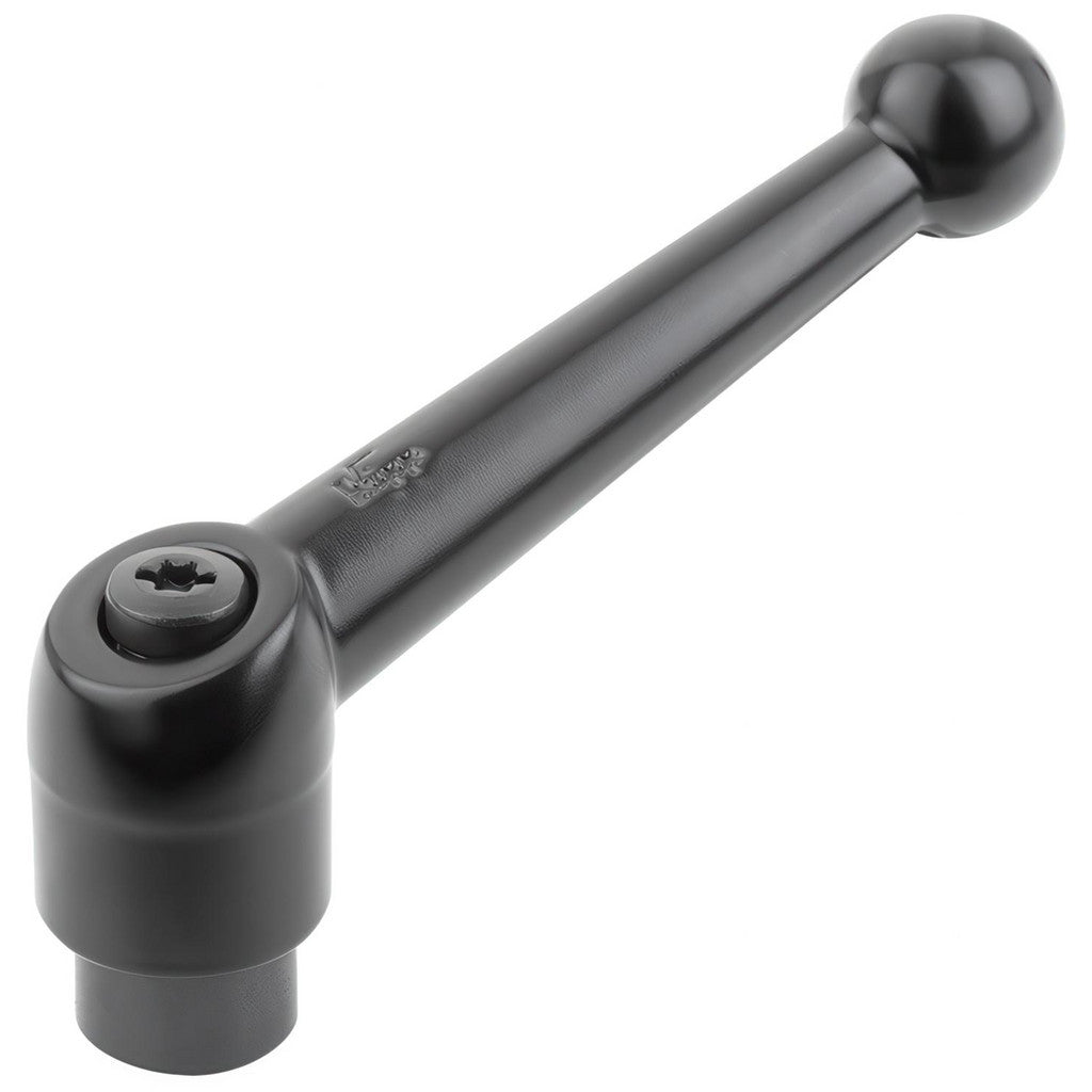 KIPP K0116.3A41 Threaded Hole Adjustable Clamping Handle: 3/8-16 Thread, 0.83" Hub Dia, Die Cast Zinc, Black